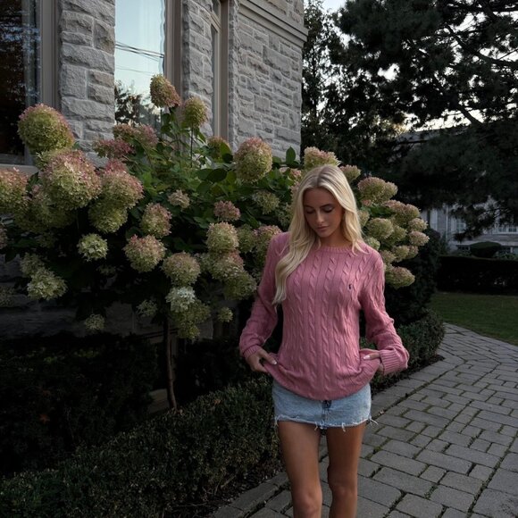 Authentic Green Polo Ralph Lauren Cable Knit Sweater with Red Pony Size X Large - Picture 9 of 10